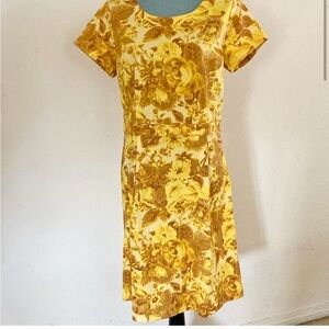 Isaac Mizrahi Live Mustard Yellow Floral Dress (Size 8)